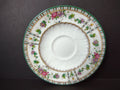 Vintage Saucer Green Rim Floral Rose Gold Lattice Fine China [6158]