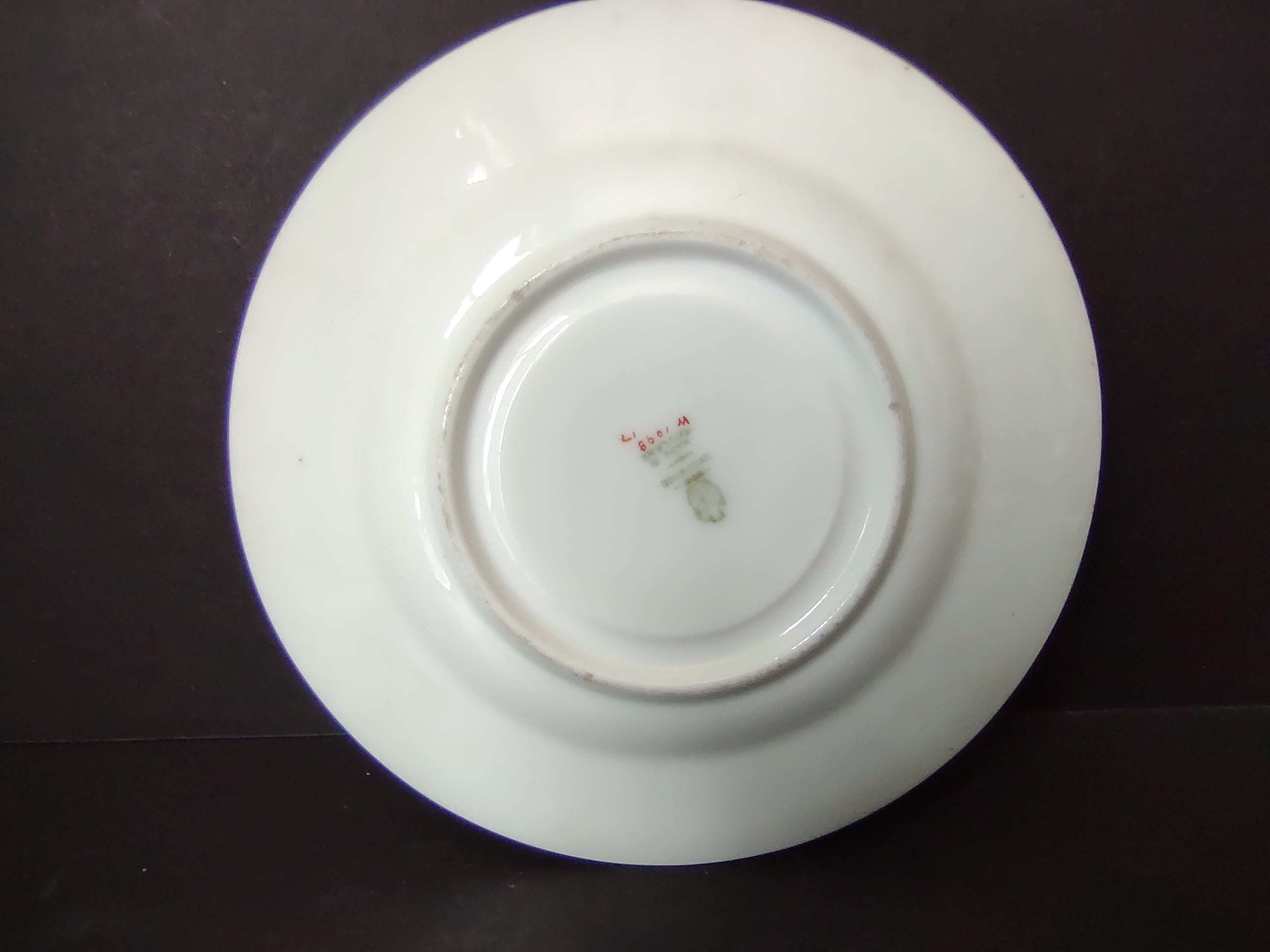Vintage Saucer Green Rim Floral Rose Gold Lattice Fine China [6158]