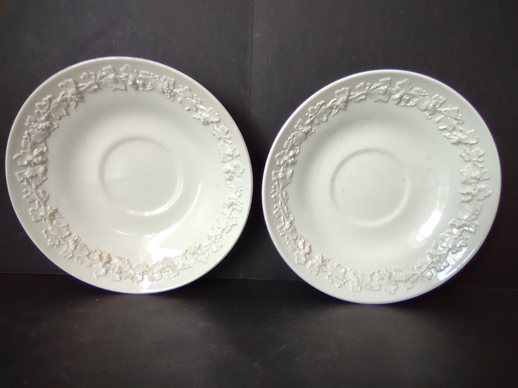Vintage Wedgwood Embossed Queensware Saucers Set/2 Pattern 2243 England 5.5" [6157]