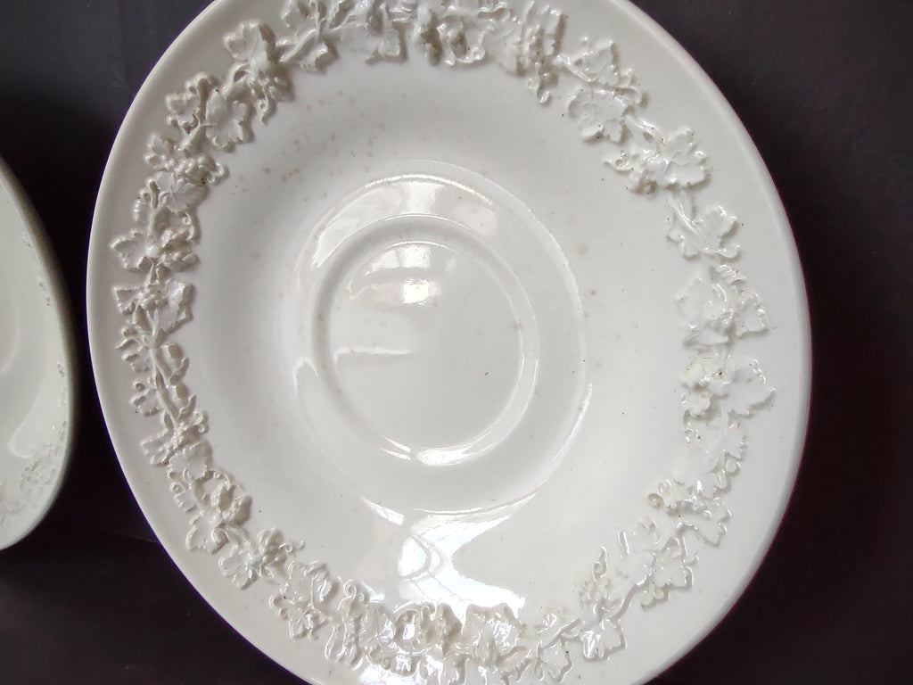 Vintage Wedgwood Embossed Queensware Saucers Set/2 Pattern 2243 England 5.5" [6157]