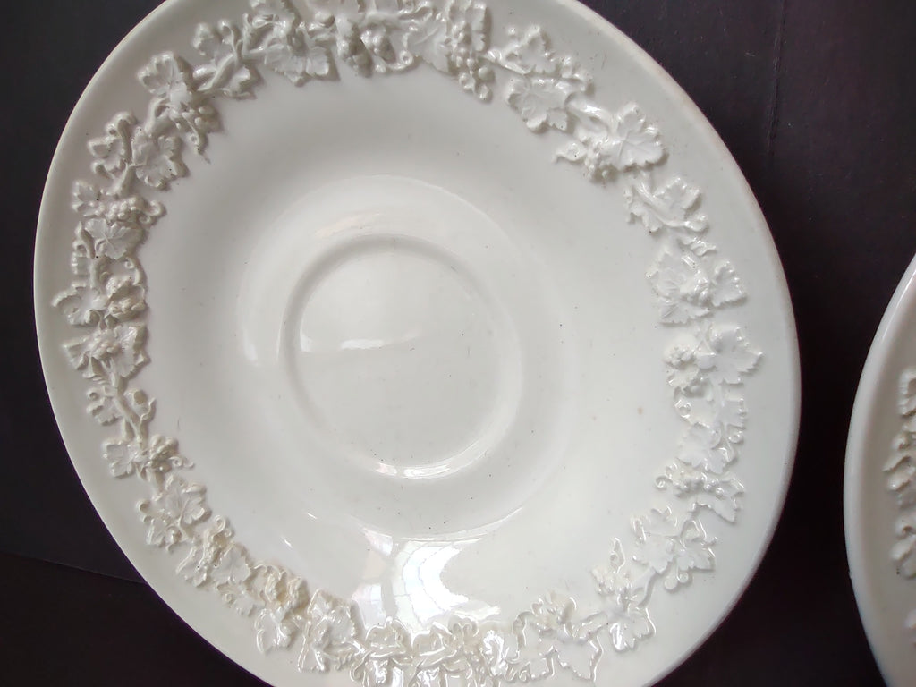 Vintage Wedgwood Embossed Queensware Saucers Set/2 Pattern 2243 England 5.5" [6157]