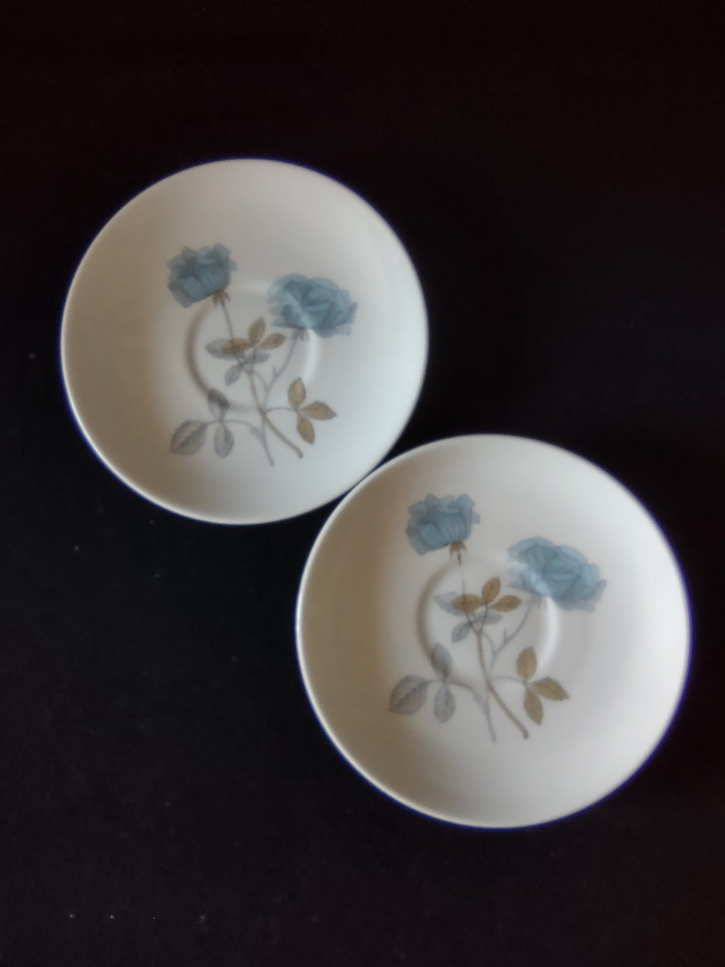 Vintage Wedgwood Ice Rose Saucers Bone China England Set of 2 [6130]