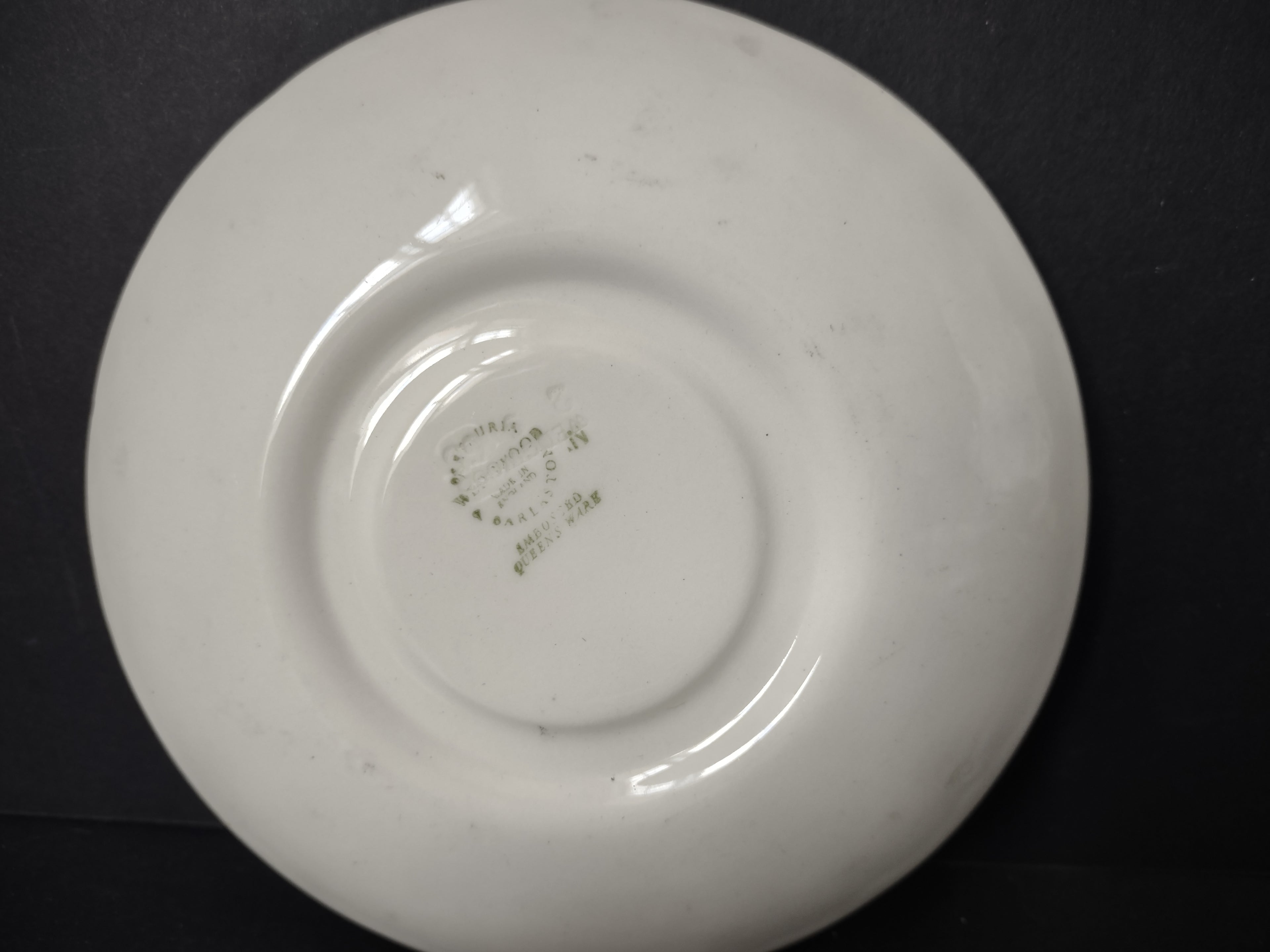 Vintage Wedgwood Embossed Queensware White Demitasse Saucer Grape Vine Leaf [6156]