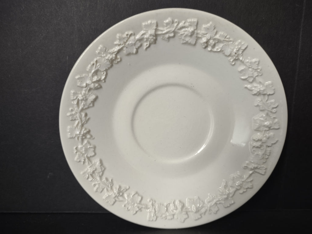 Vintage Wedgwood Bone China Versailles White Floral Demitasse Saucer [6155]