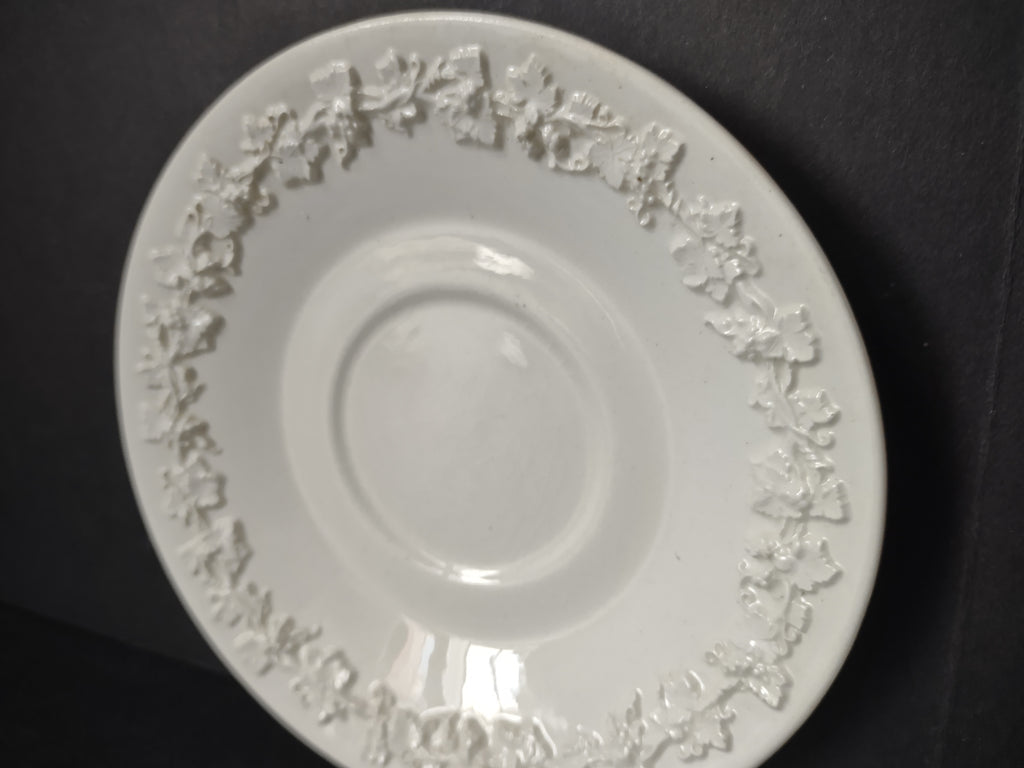 Vintage Wedgwood Bone China Versailles White Floral Demitasse Saucer [6155]