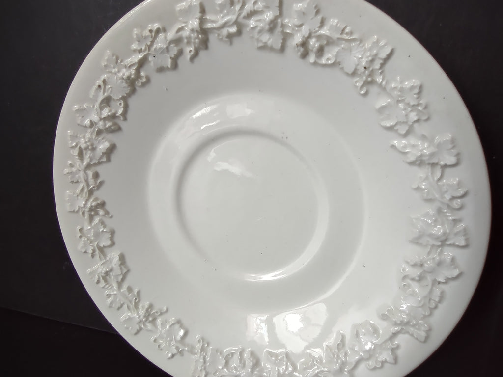 Vintage Wedgwood Bone China Versailles White Floral Demitasse Saucer [6155]
