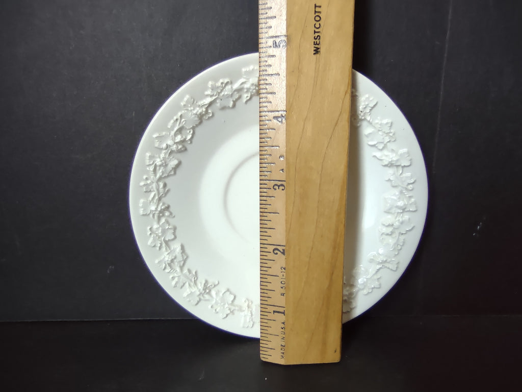 Vintage Wedgwood Bone China Versailles White Floral Demitasse Saucer [6155]