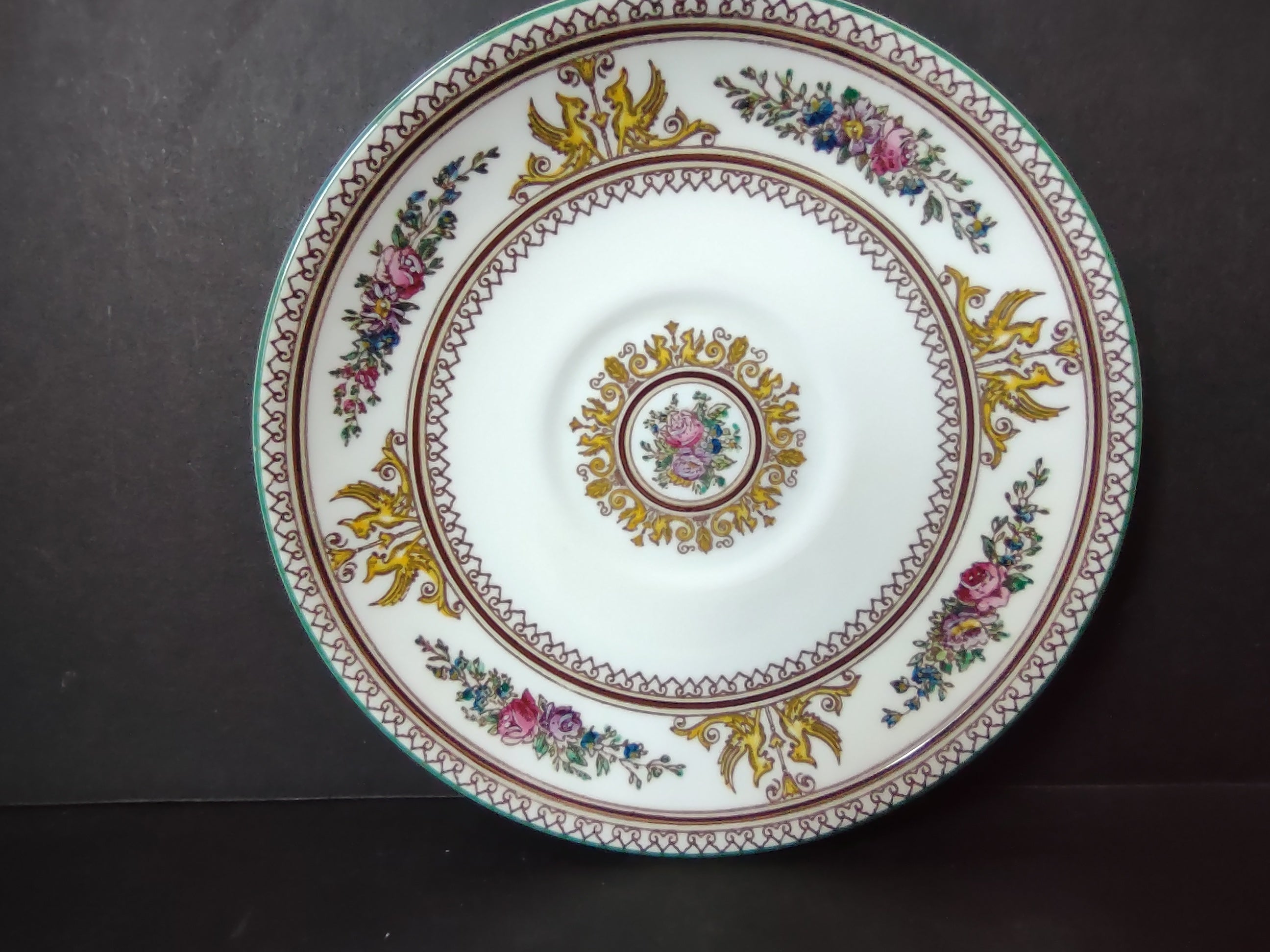 Vintage Wedgwood Florentine Turquoise Bone China Saucer England [6153]