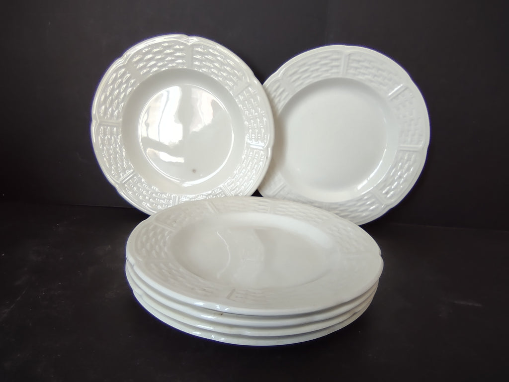 Vintage Wedgwood Willow Weave White Plates Set of 6 Etruria Barlaston [6152]