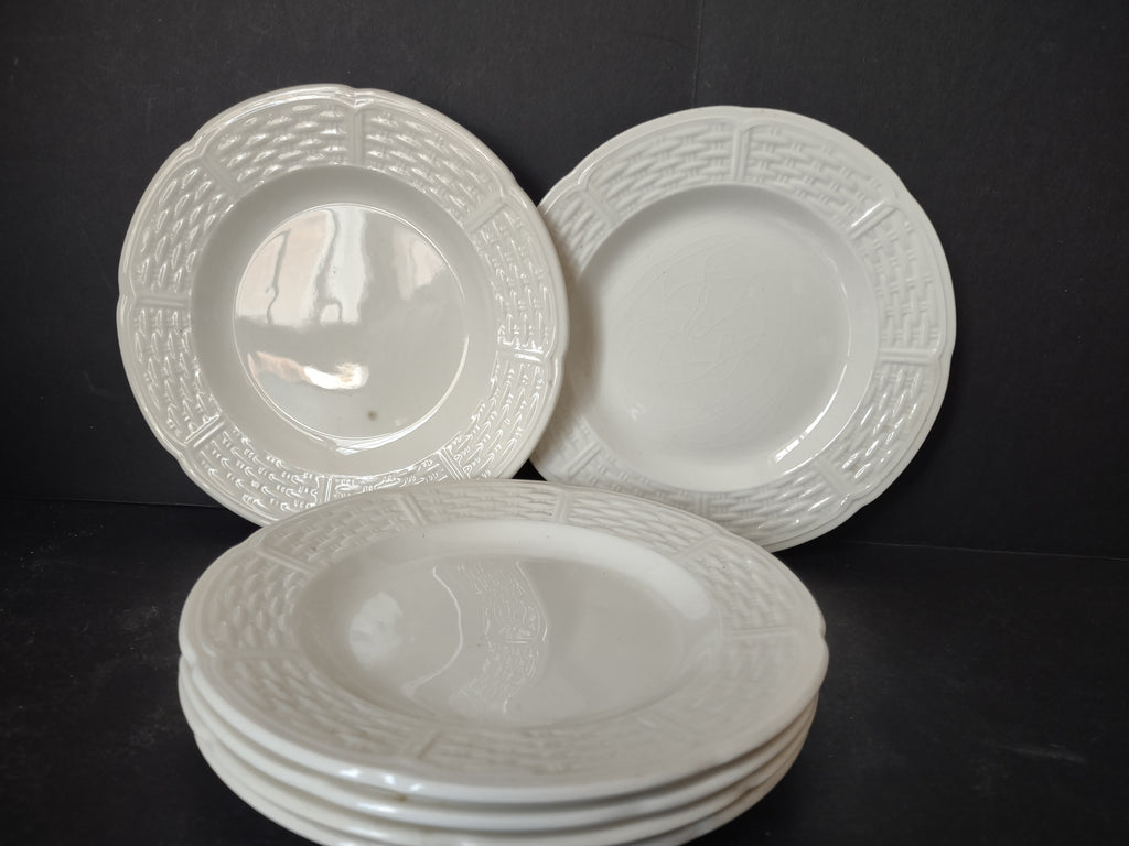 Vintage Wedgwood Willow Weave White Plates Set of 6 Etruria Barlaston [6152]