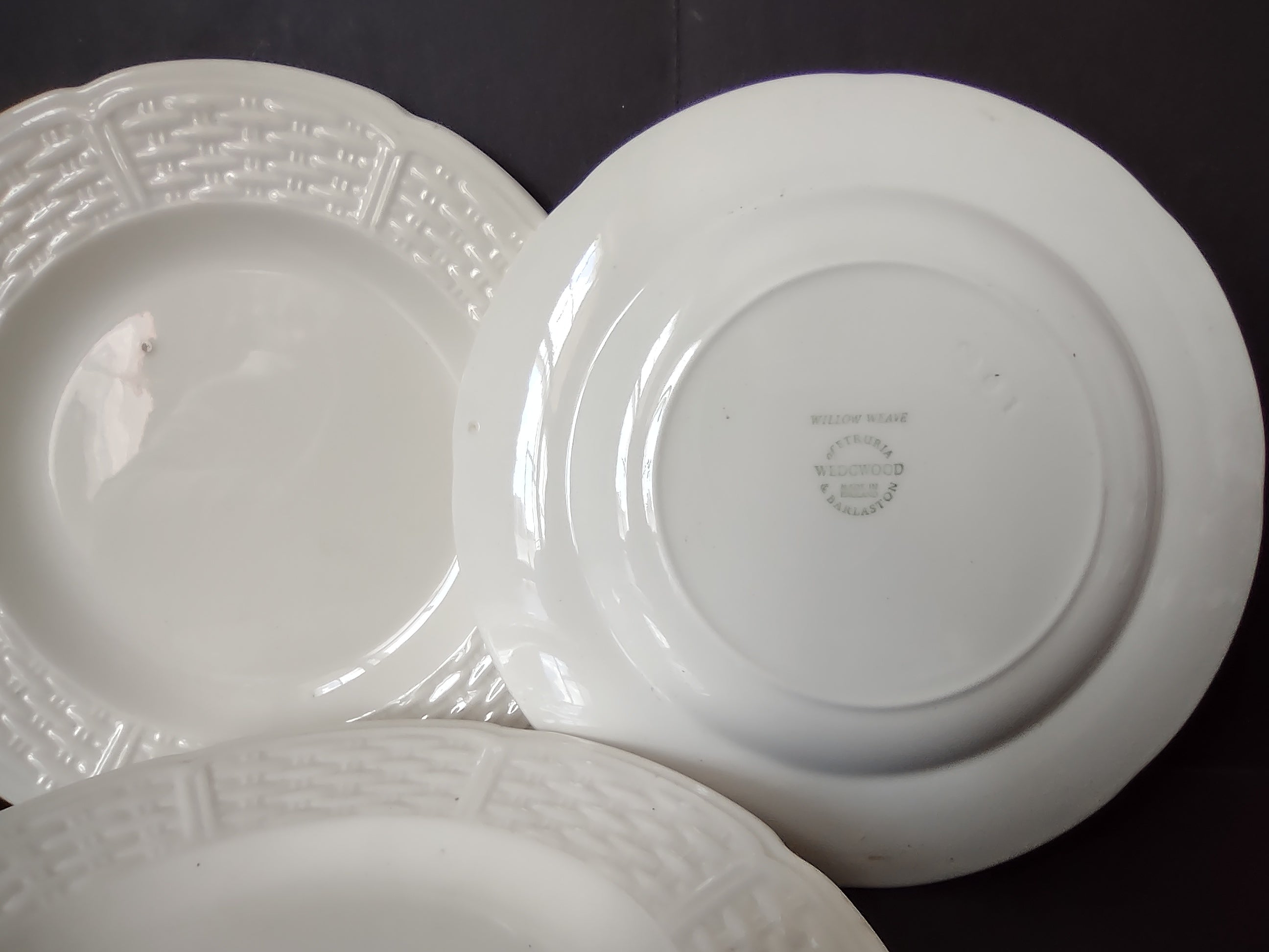 Vintage Wedgwood Willow Weave White Plates Set of 6 Etruria Barlaston [6152]