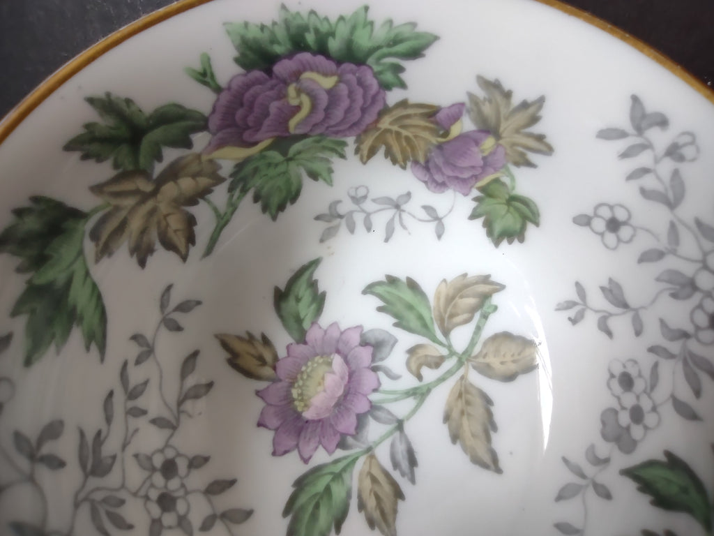 Vintage Wedgwood Bone China Avon Pattern Teacup Purple Floral Gold Trim [6151]