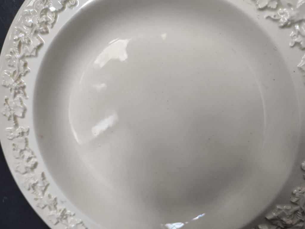 Vintage Cream Embossed Ivy Small Plates 6" Pair Ceramic England [6150]