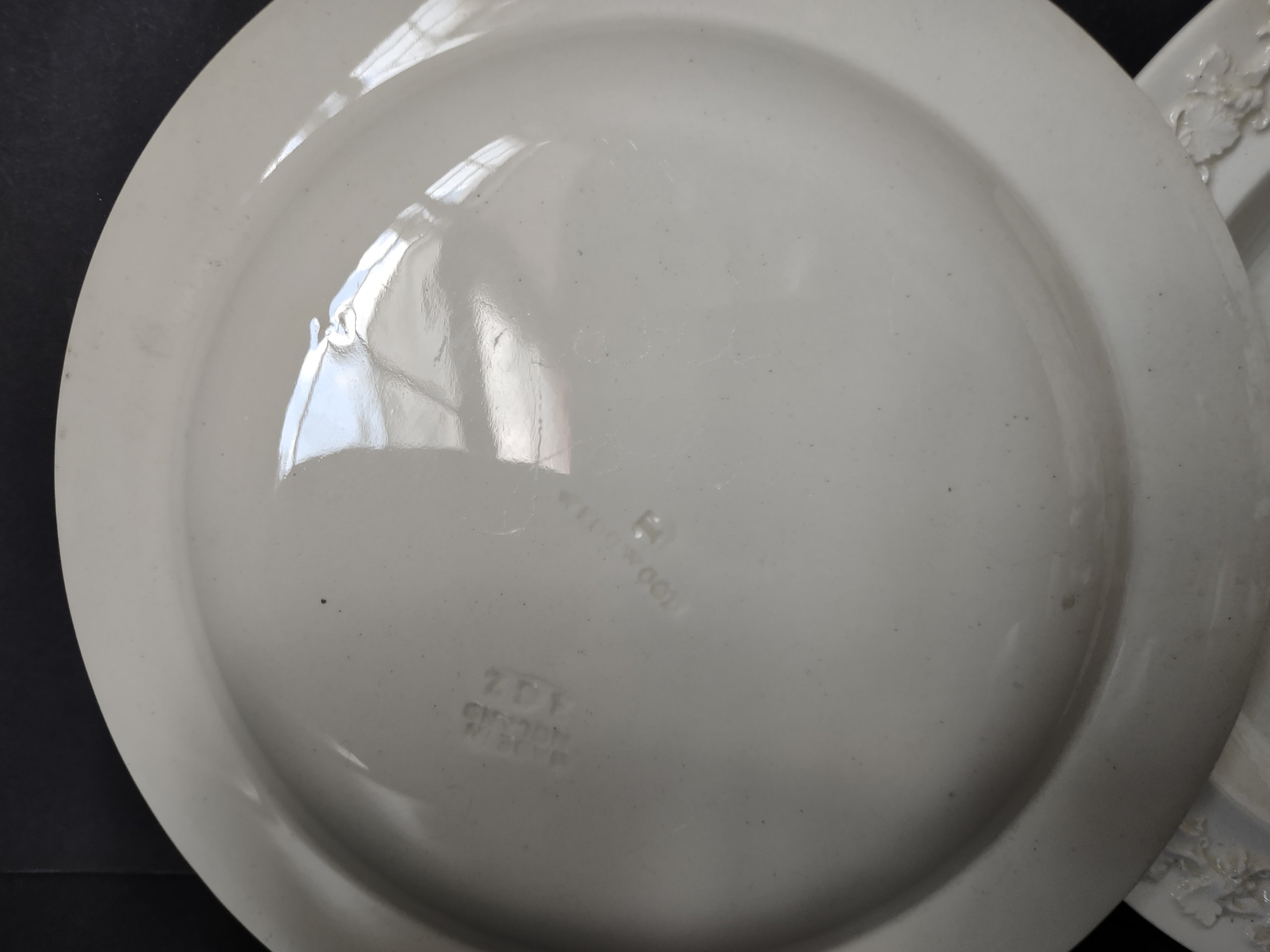 Vintage Cream Embossed Ivy Small Plates 6" Pair Ceramic England [6150]