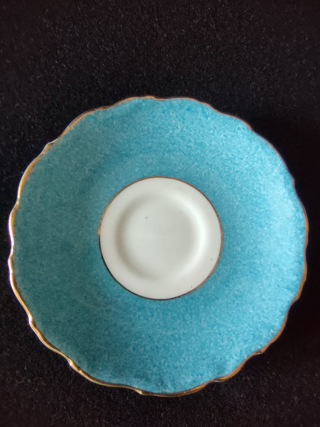 Vintage Coalport Saucer Bone China Turquoise Gold Scalloped England [6139]