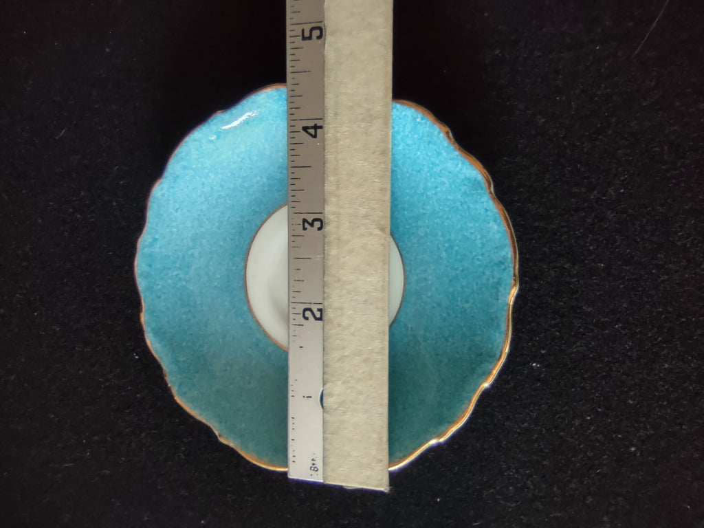 Vintage Coalport Saucer Bone China Turquoise Gold Scalloped England [6139]