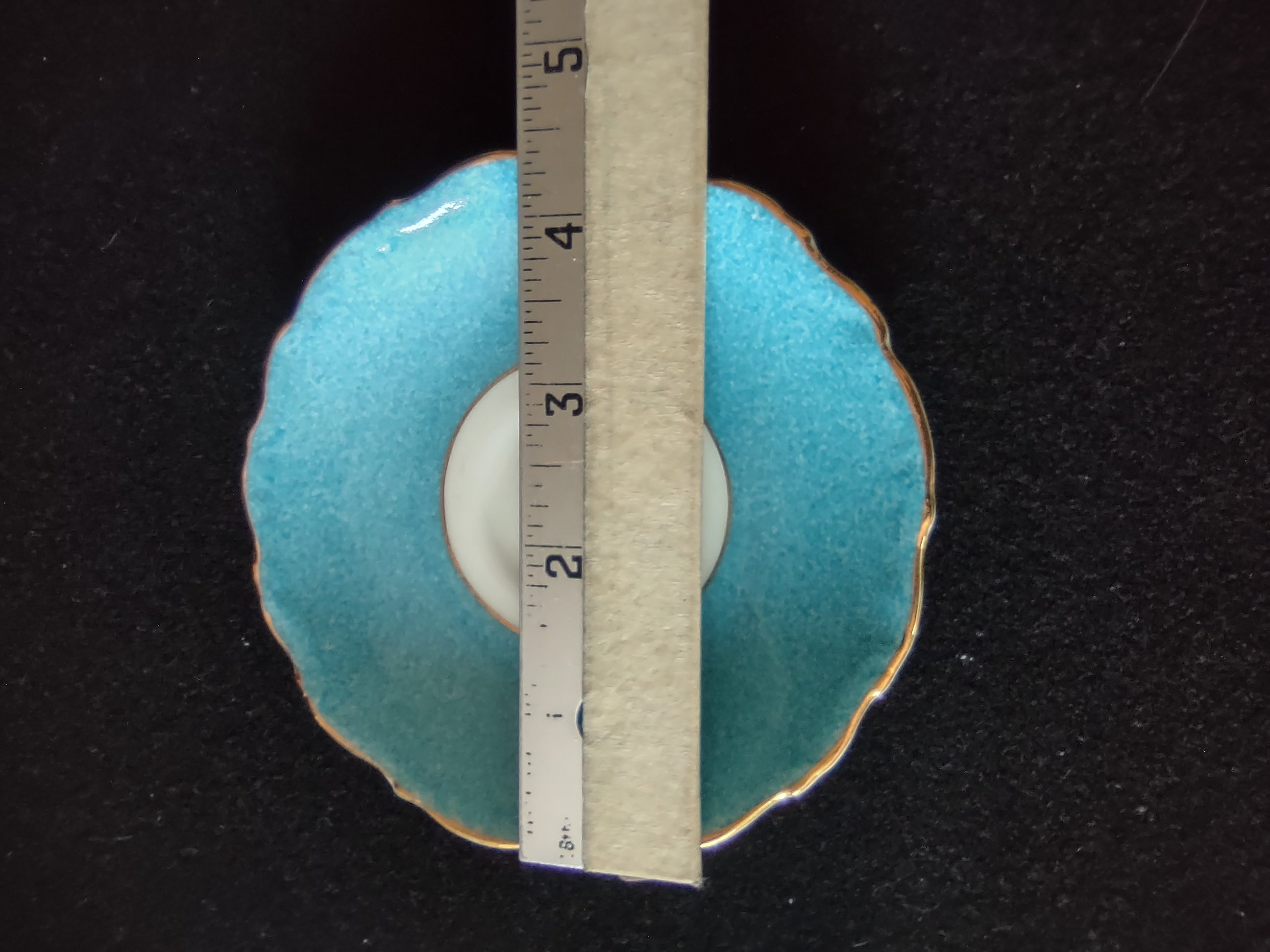 Vintage Coalport Saucer Bone China Turquoise Gold Scalloped England [6139]