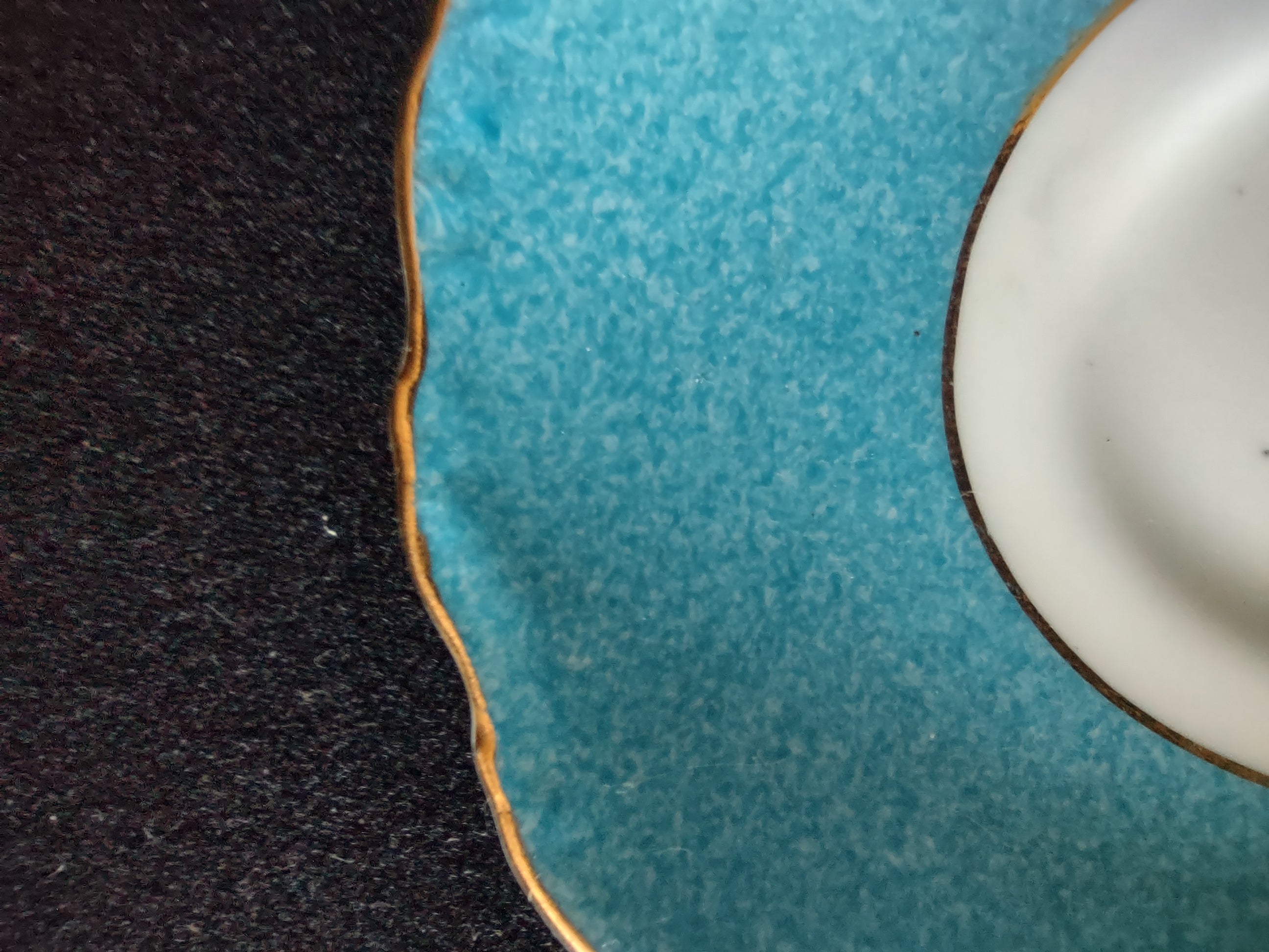 Vintage Coalport Saucer Bone China Turquoise Gold Scalloped England [6139]