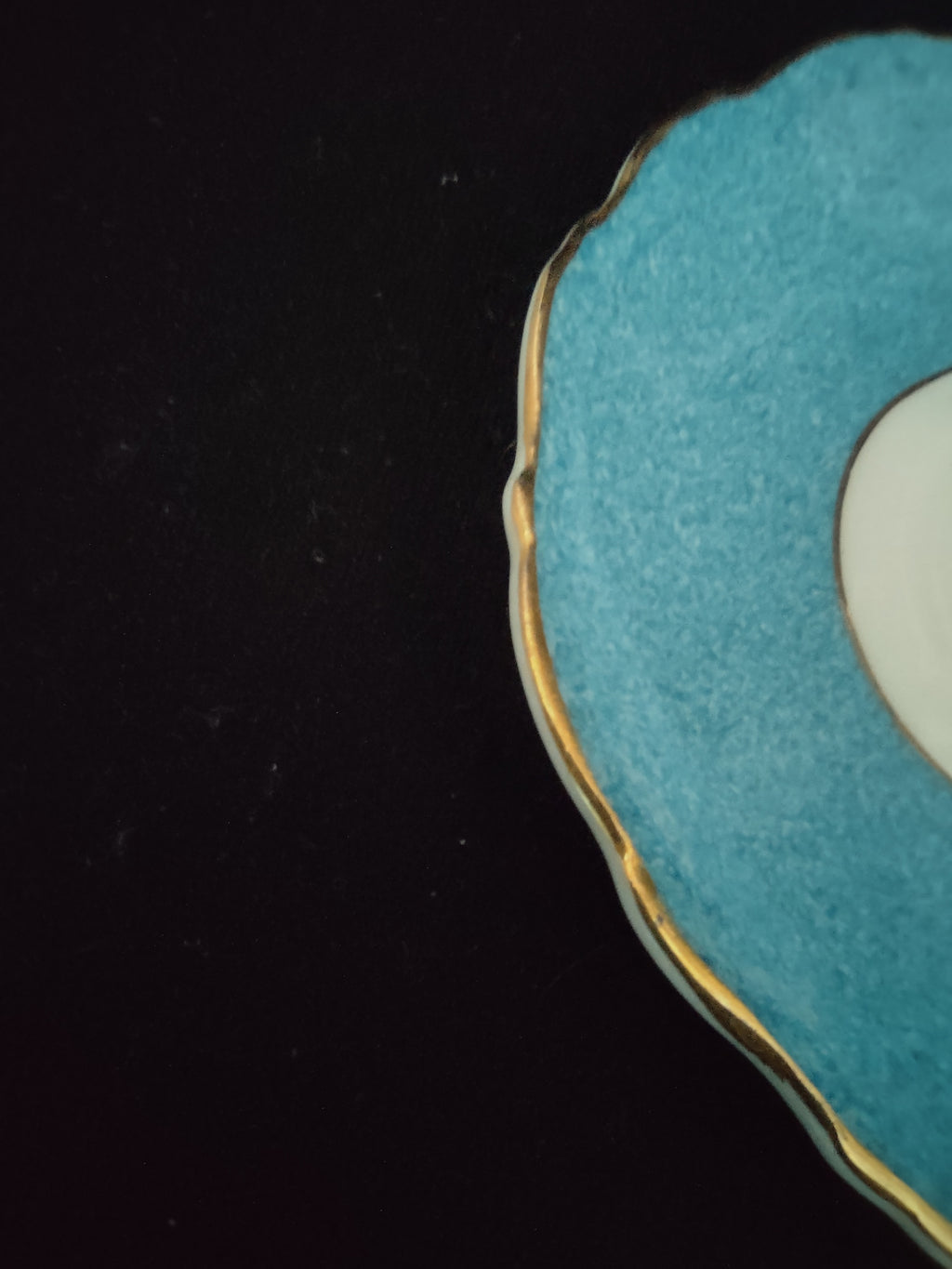 Vintage Coalport Saucer Bone China Turquoise Gold Scalloped England [6139]