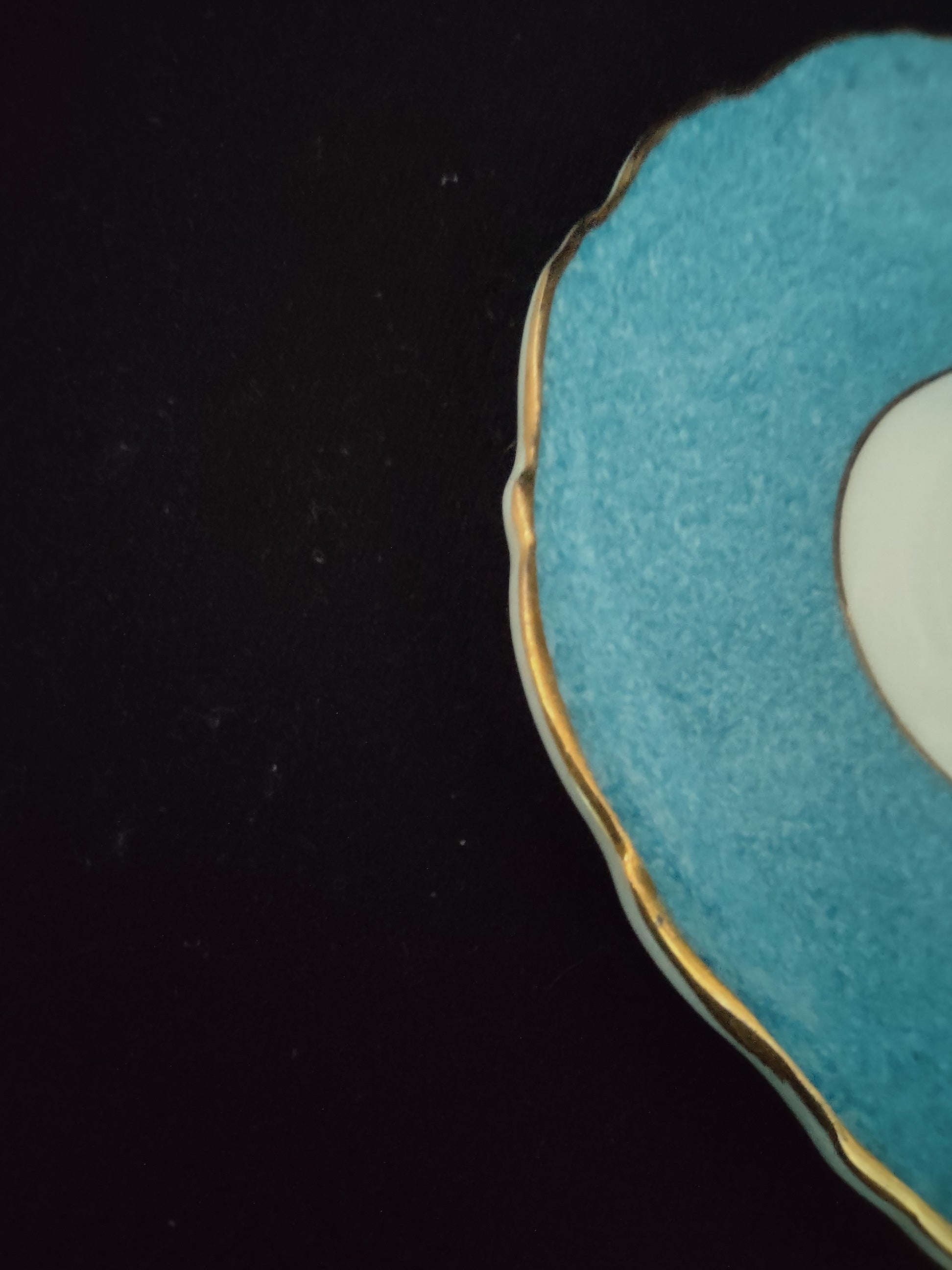 Vintage Coalport Saucer Bone China Turquoise Gold Scalloped England [6139]