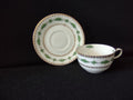 Vintage Wedgwood Cup Saucer Bone China Green Rose Gold Laurel England [6140]