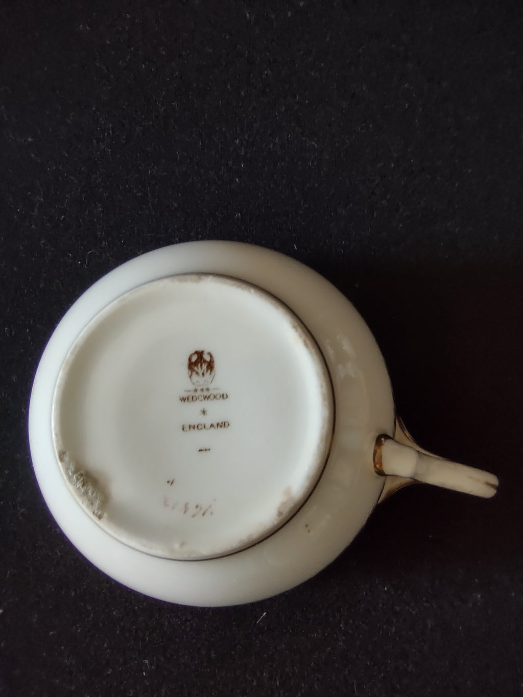 Vintage Wedgwood Cup Saucer Bone China Green Rose Gold Laurel England [6140]