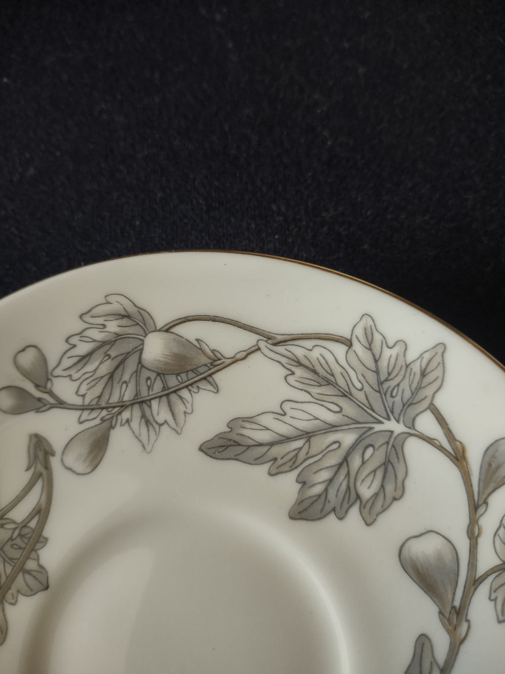 Vintage Wedgwood Ashford Cup Saucer Silver Leaf Bone China Pair England [6173]