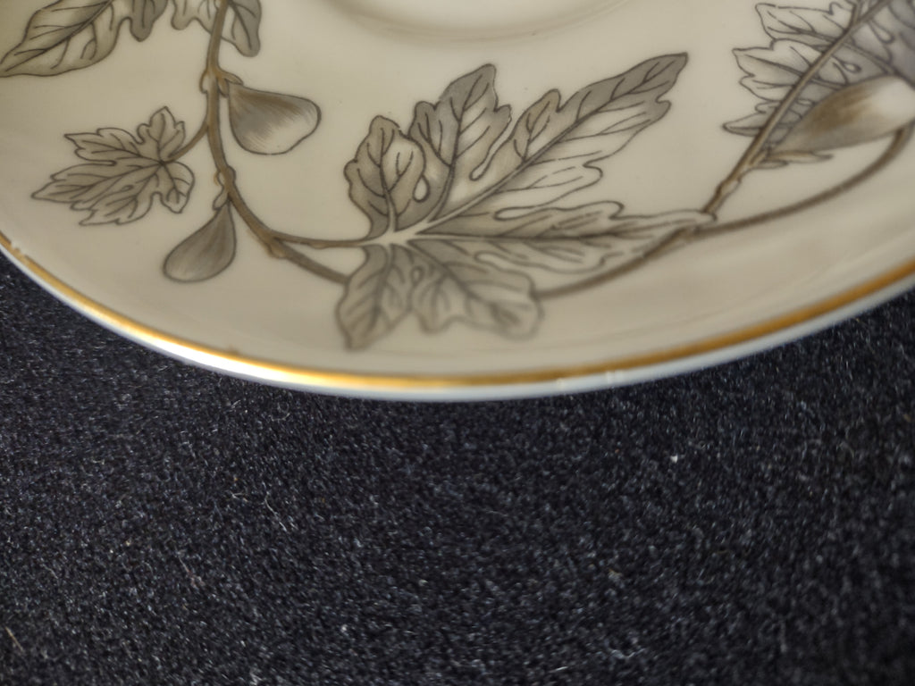 Vintage Wedgwood Ashford Cup Saucer Silver Leaf Bone China Pair England [6173]