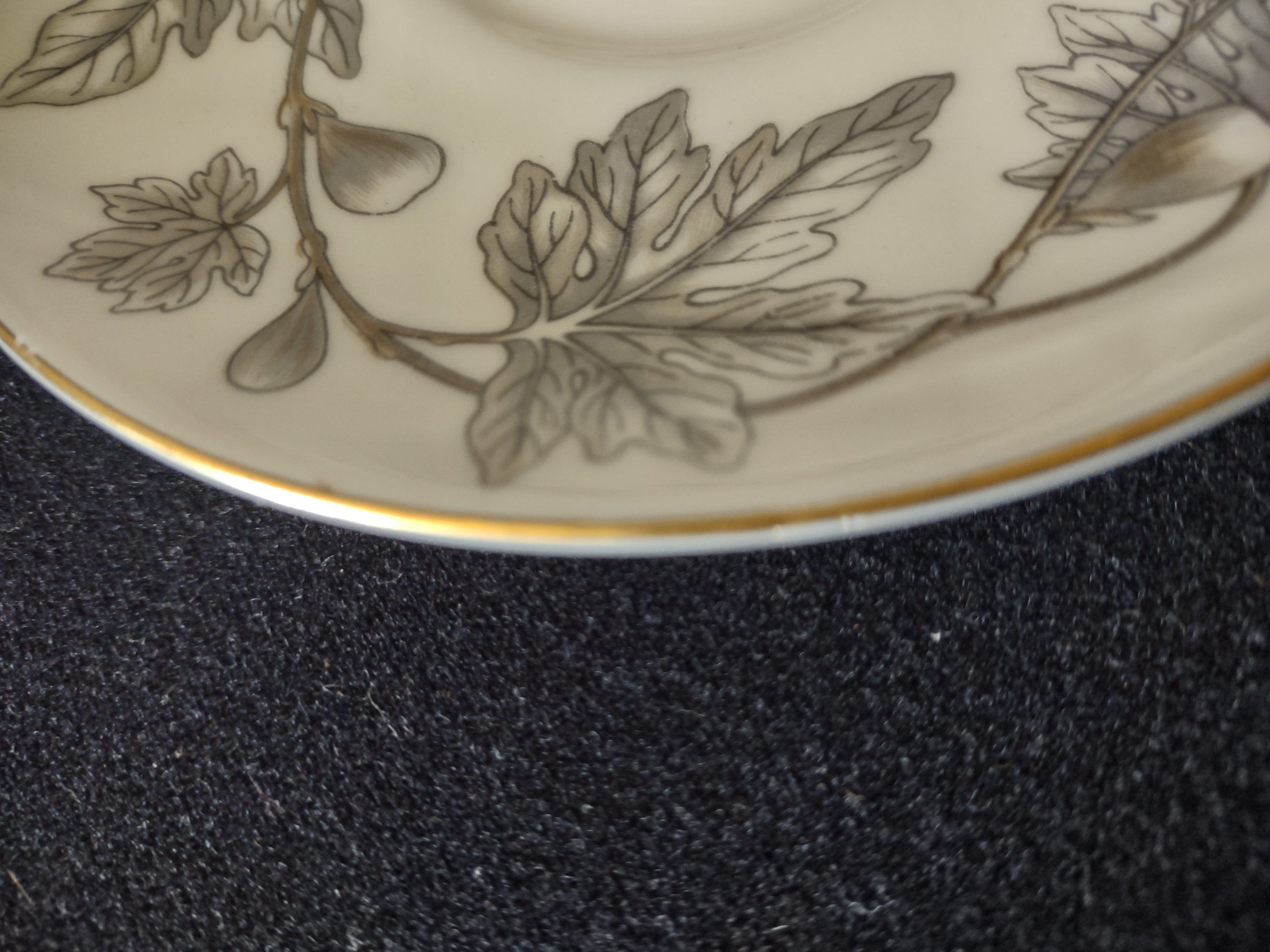 Vintage Wedgwood Ashford Cup Saucer Silver Leaf Bone China Pair England [6173]