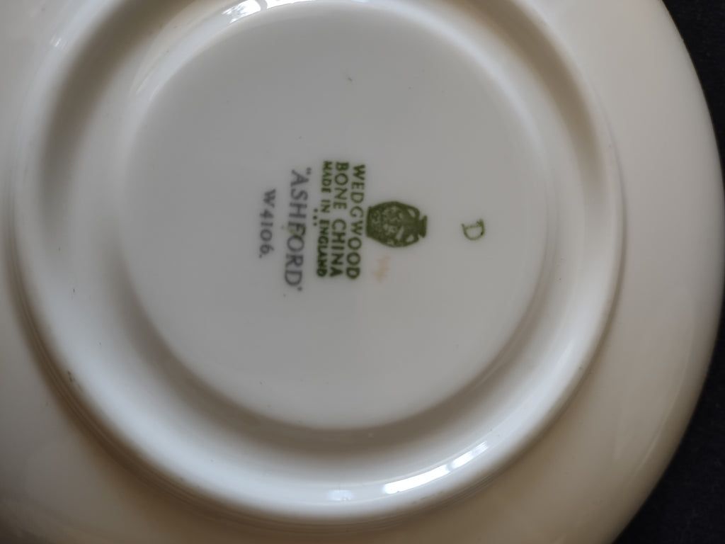 Vintage Wedgwood Ashford Cup Saucer Silver Leaf Bone China Pair England [6173]