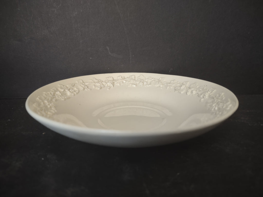 Vintage Wedgwood Embossed Queensware Grape Leaf Saucer White 6" [6154]