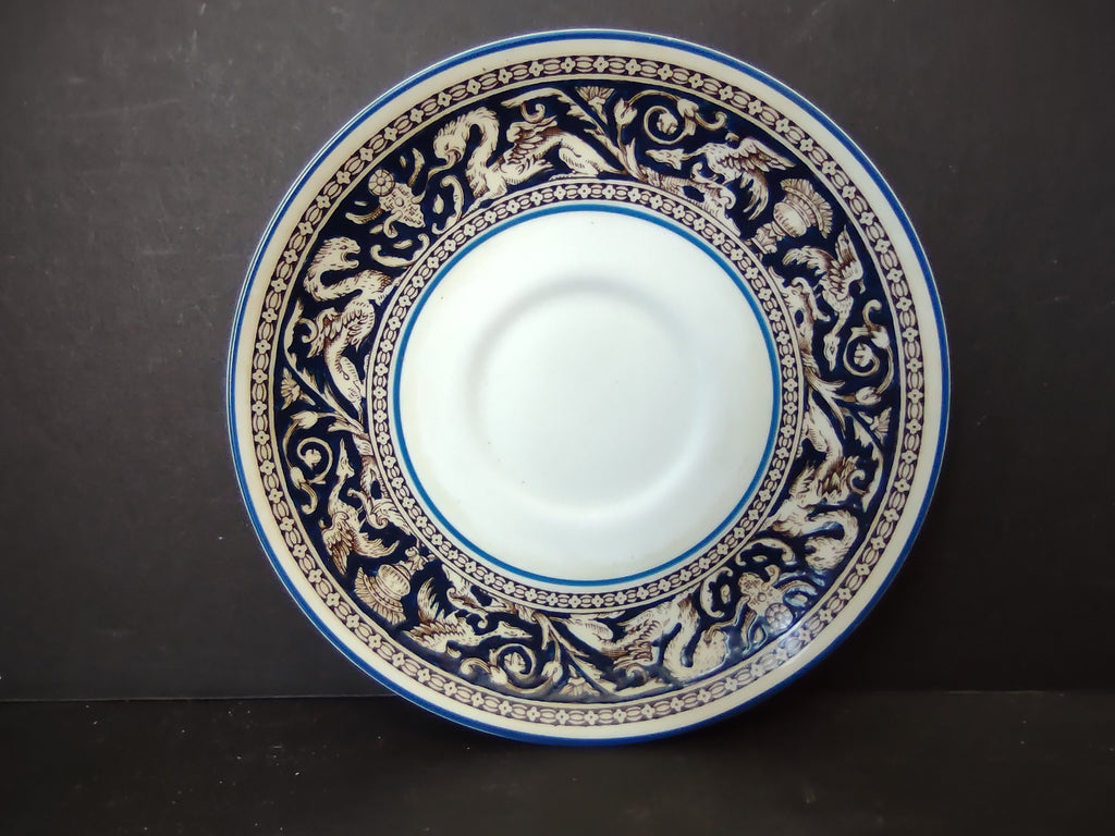 Vintage Wedgwood Florentine Dark Blue Bone China Saucer England [6163]