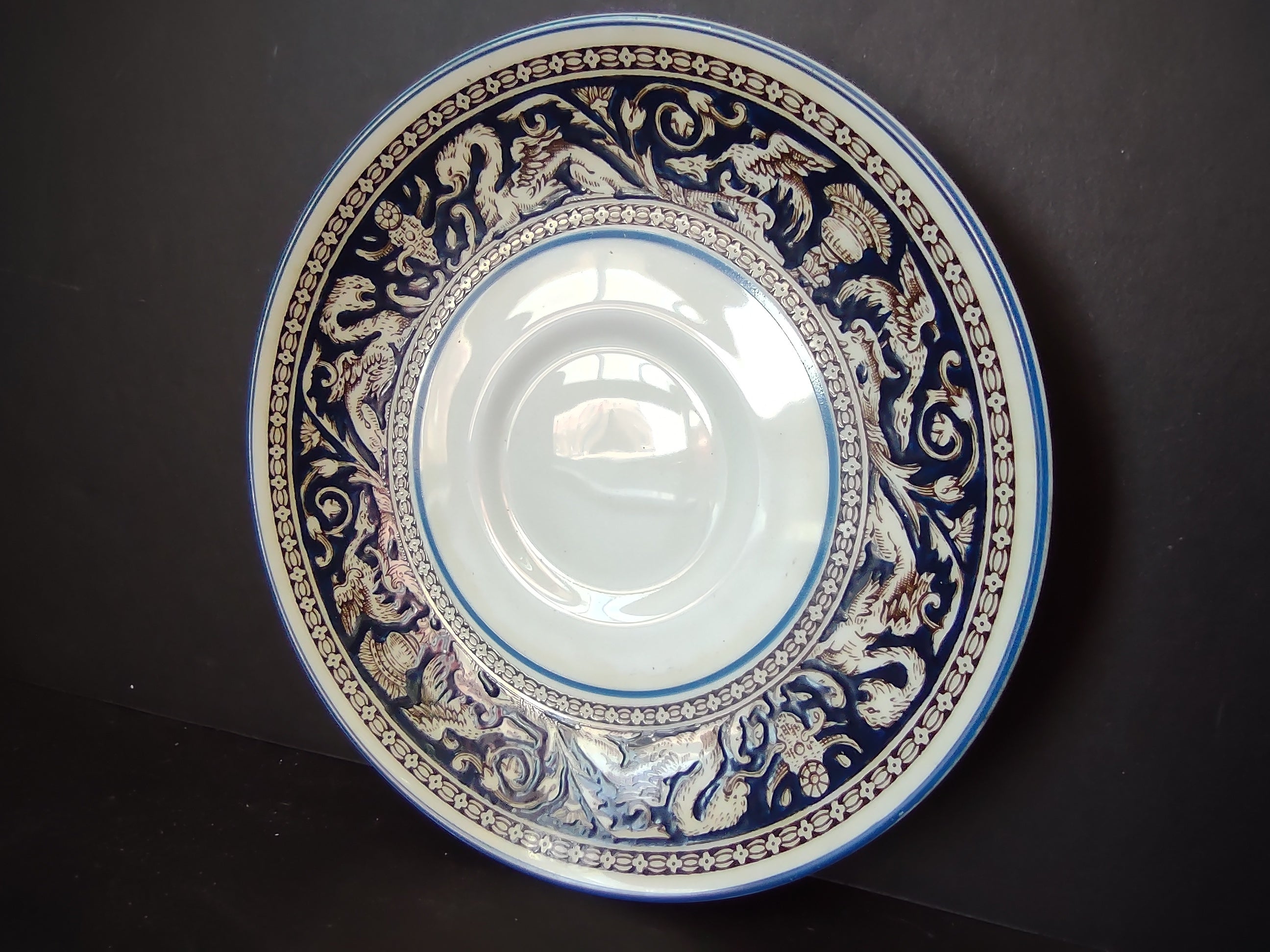 Vintage Wedgwood Florentine Dark Blue Bone China Saucer England [6163]