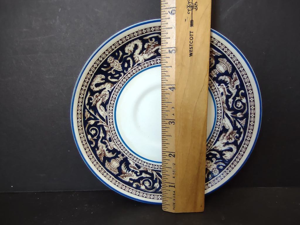 Vintage Wedgwood Florentine Dark Blue Bone China Saucer England [6163]