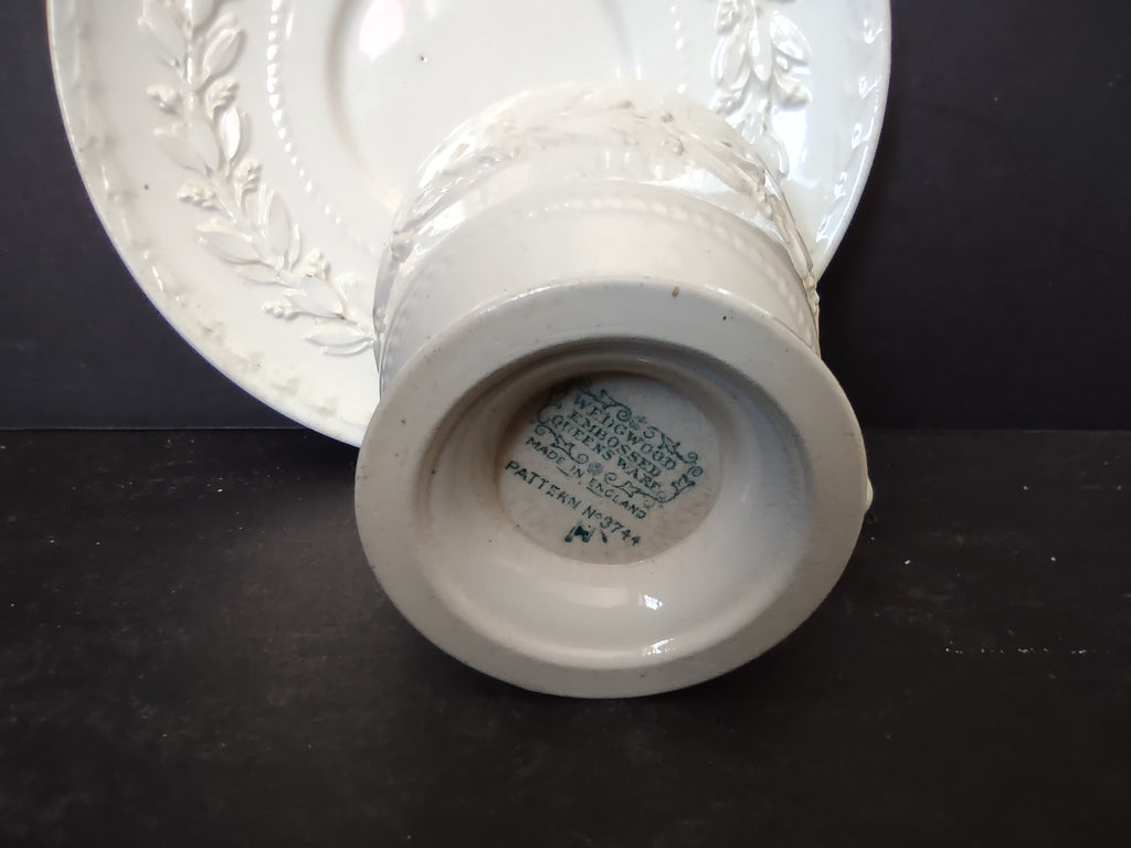 Vintage Wedgwood Embossed Queens Ware Demitasse Cup Saucer Pattern 3744 [6185]