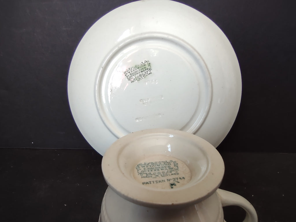 Vintage Wedgwood Embossed Queens Ware Demitasse Cup Saucer Pattern 3744 [6185]