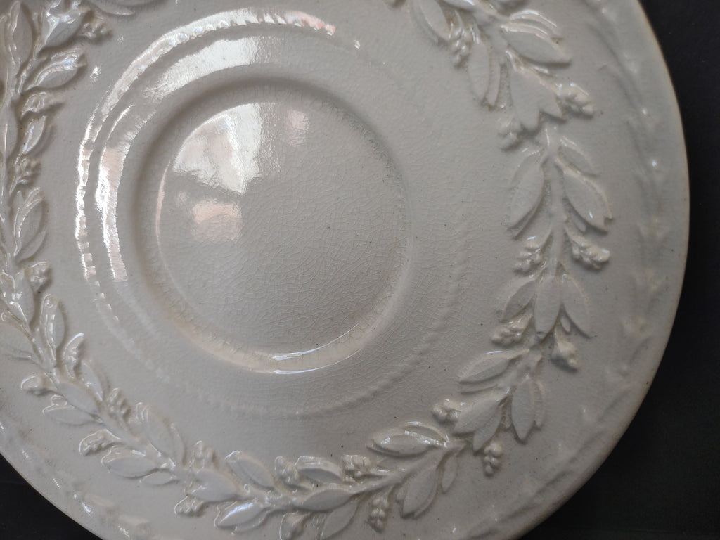 Vintage Wedgwood Embossed Queensware White Saucer 5" England [6186]