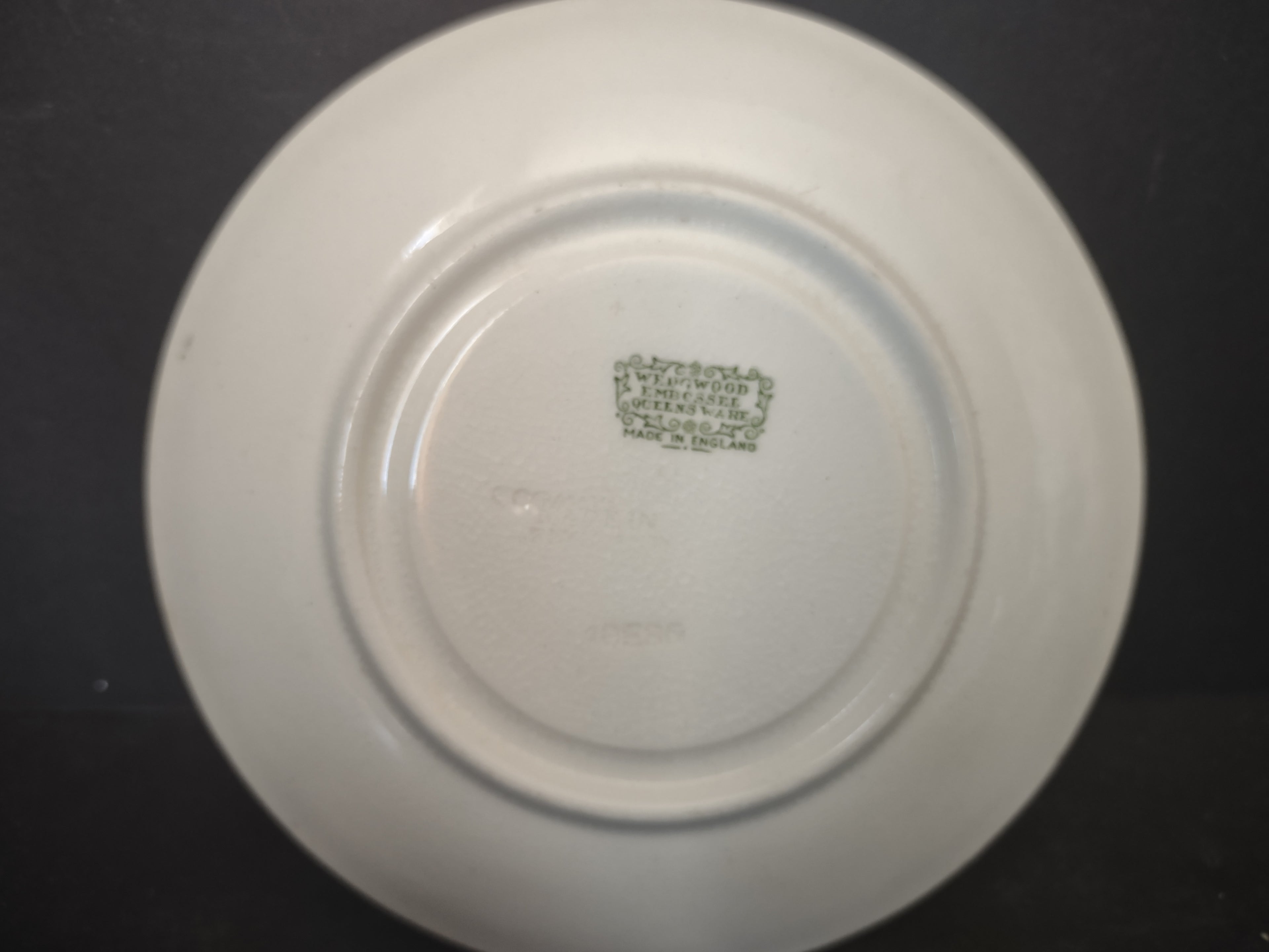 Vintage Wedgwood Embossed Queens Ware Demitasse Saucer Laurel Garland [6176]