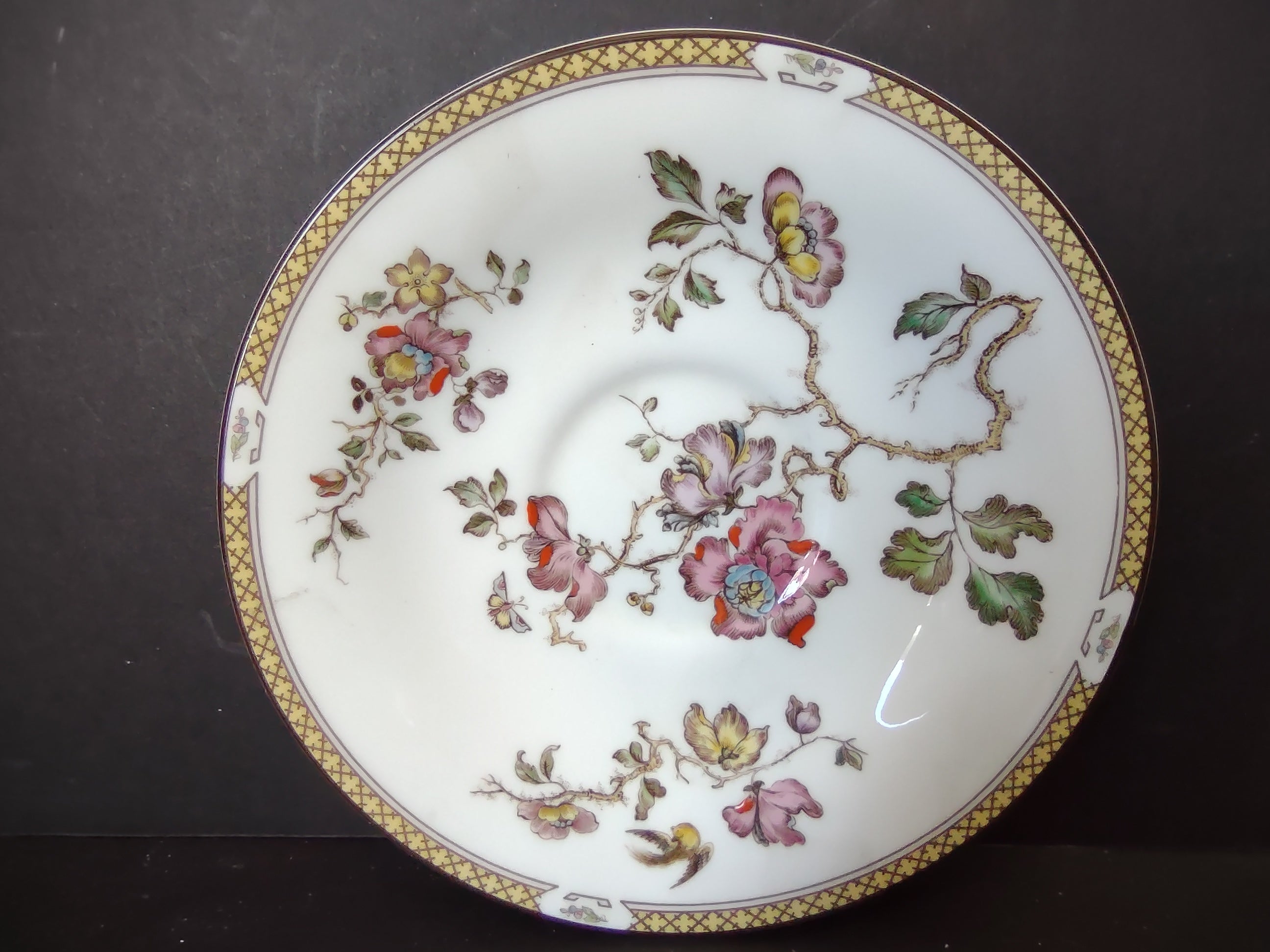 Vintage Wedgwood Bone China Swallow Demitasse Saucer Chinoiserie Floral [6187]