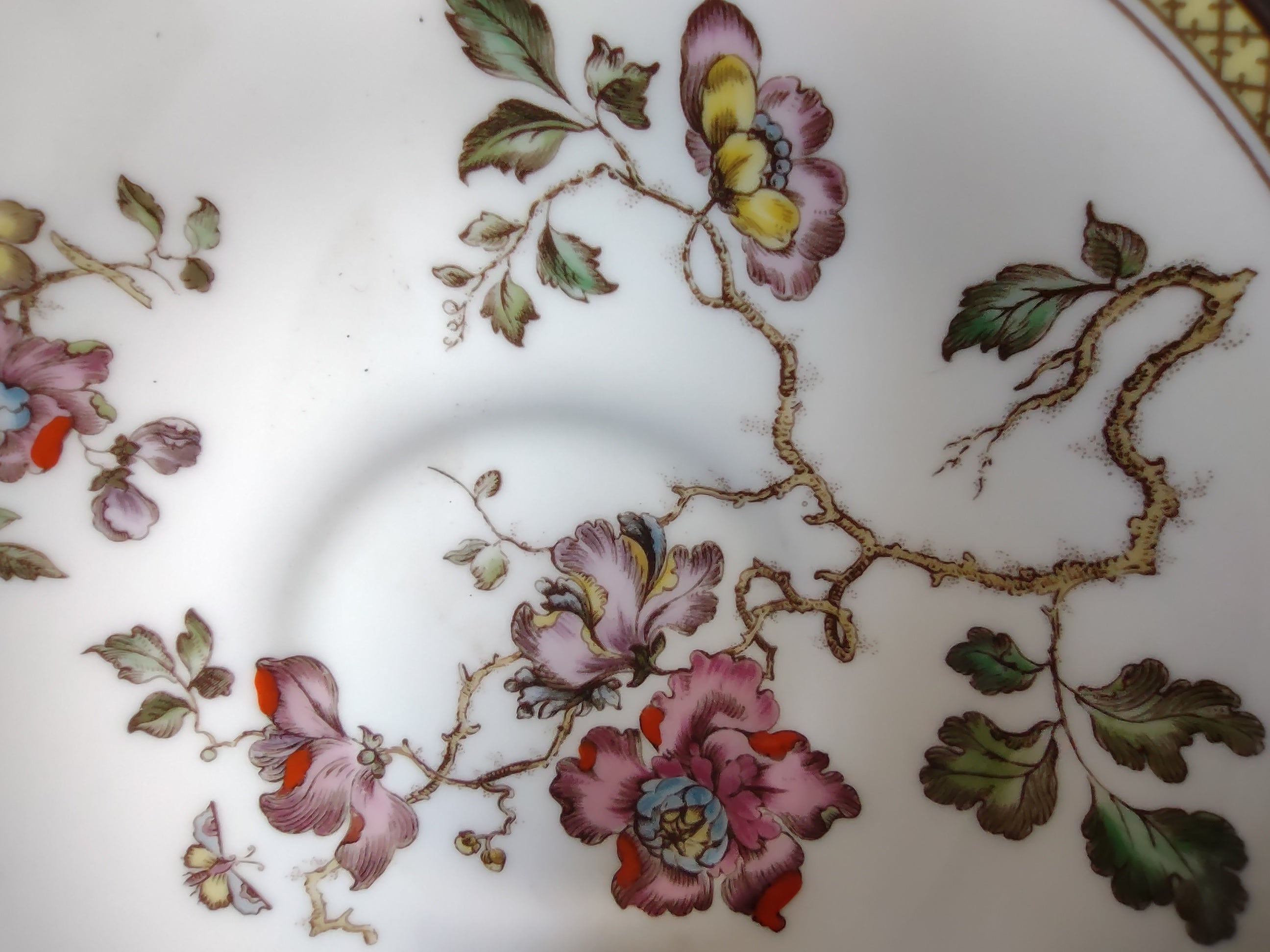 Vintage Wedgwood Bone China Swallow Demitasse Saucer Chinoiserie Floral [6187]