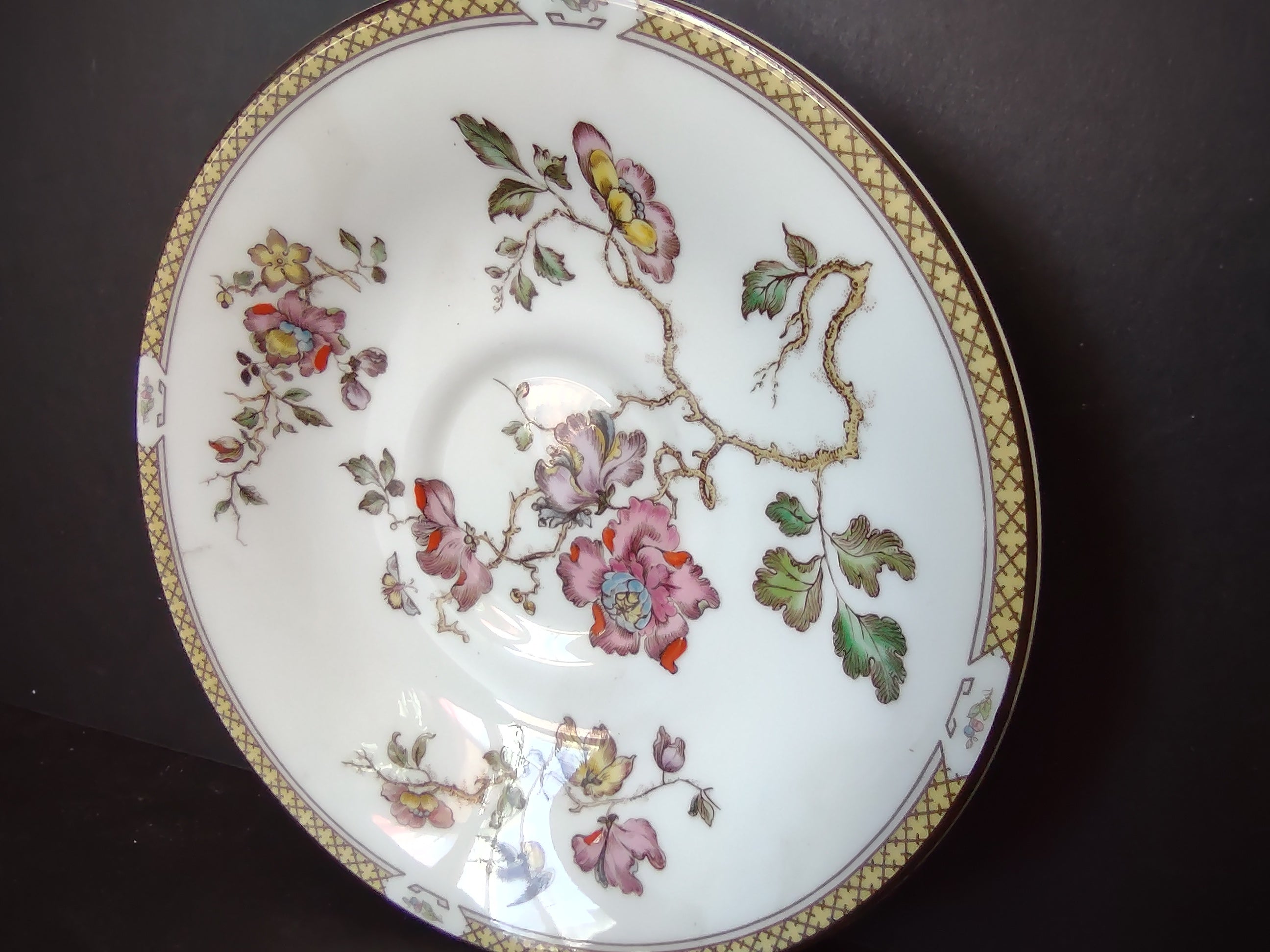 Vintage Wedgwood Bone China Swallow Demitasse Saucer Chinoiserie Floral [6187]