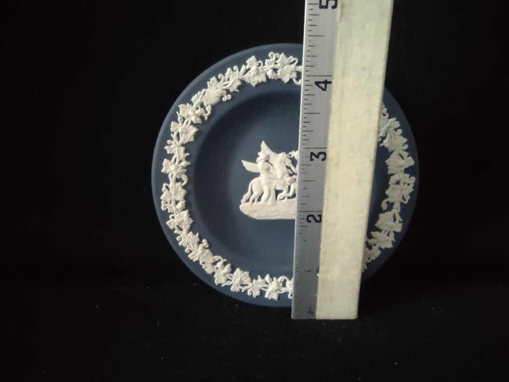 Vintage Wedgwood Dark Blue Jasperware Pegasus Mythological Mini Plate [6190]