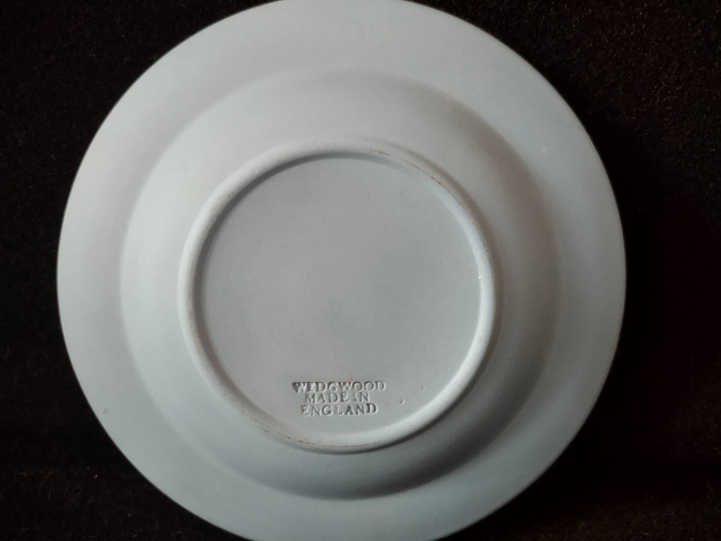 Vintage Wedgwood Blue Jasperware Portrait Cameo Plate Laurel Wreath [6191]