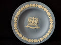 Vintage Wedgwood Blue Jasperware City of London Coat of Arms Plate Oak Leaf [6192]