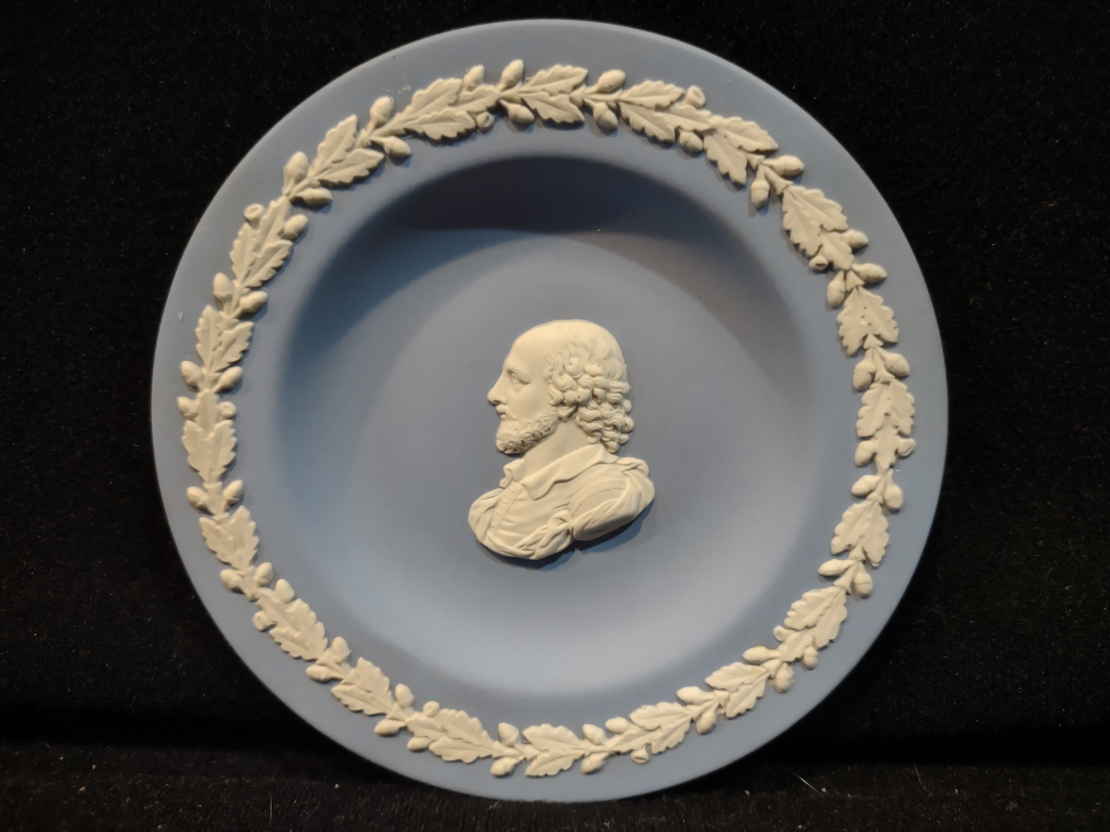 Vintage Wedgwood Jasperware Blue Portrait Medallion Trinket Dish England [6199]