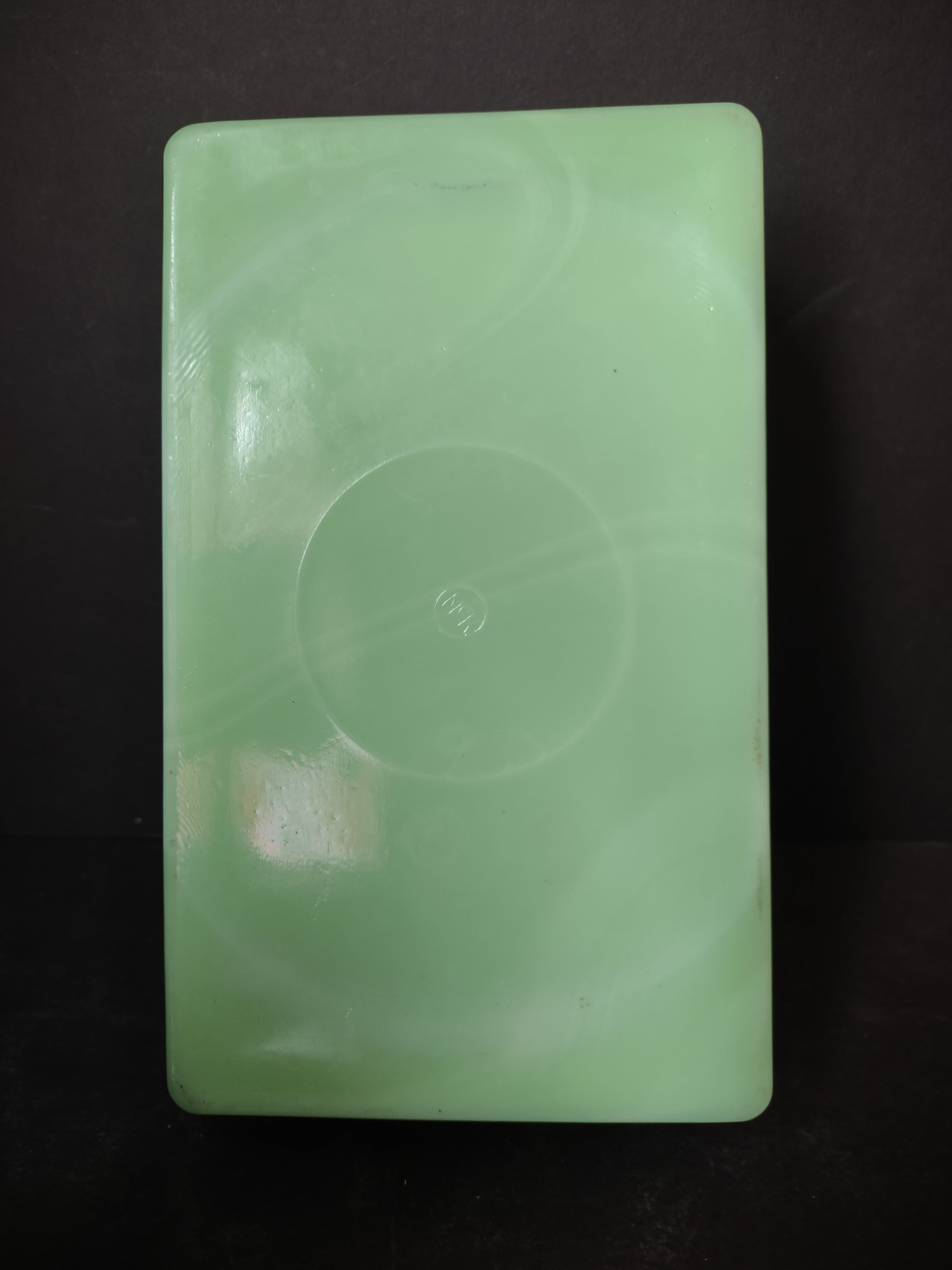 Vintage Jadeite Uranium Glass Rectangular Fridge Container McKee NO Lid[6201]