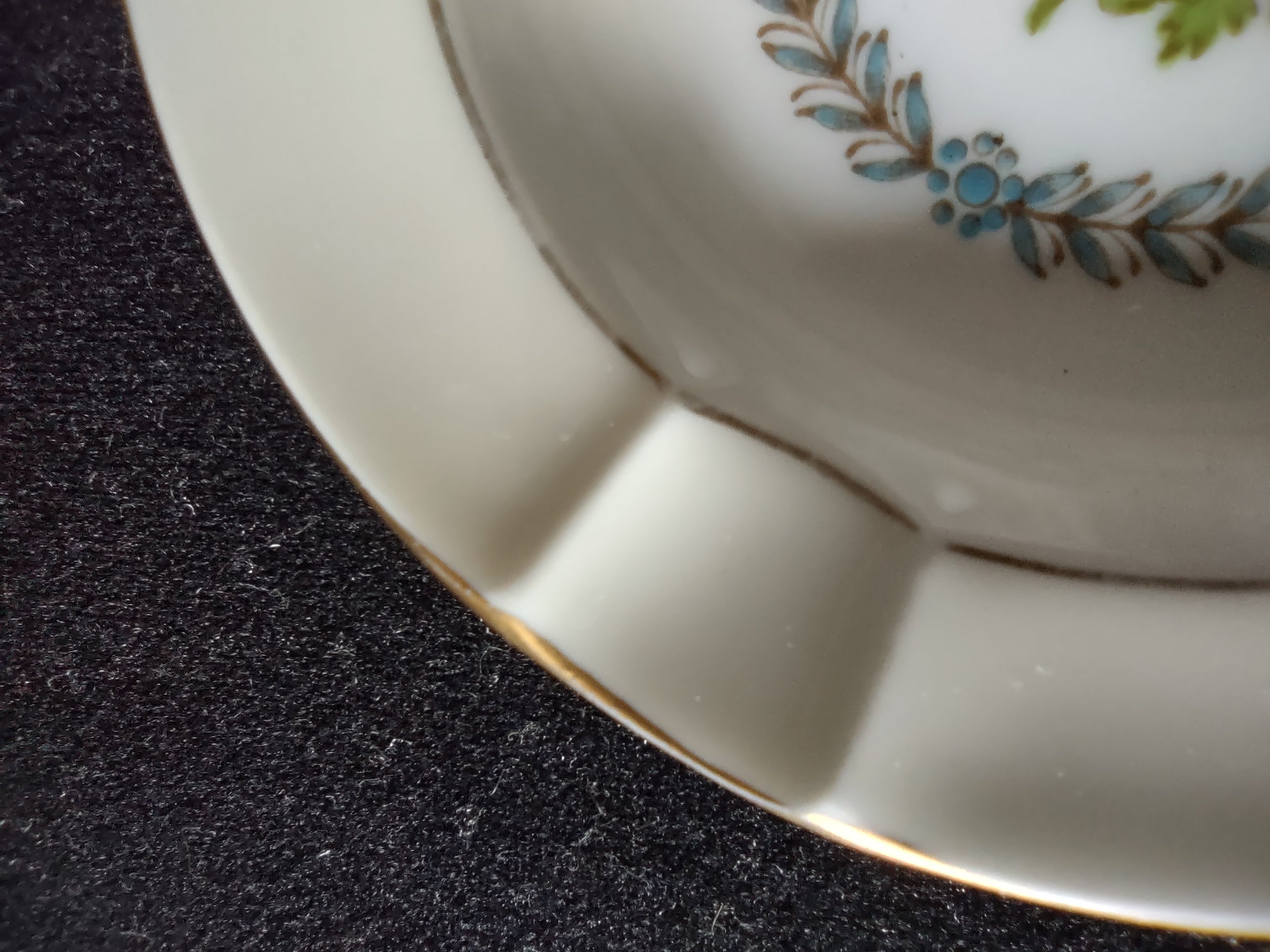 Vintage Wedgwood Appledore Ashtray Bone China Teal Gold England [6207]