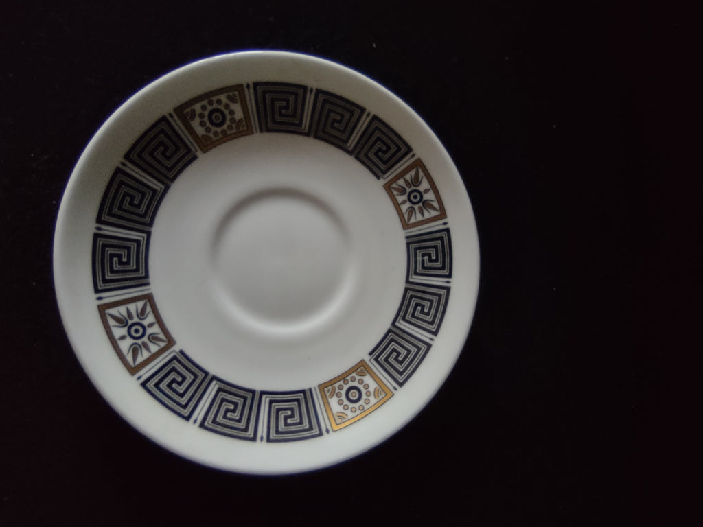 Vintage Wedgwood Asia Saucer Bone China Black Gold England [6211]