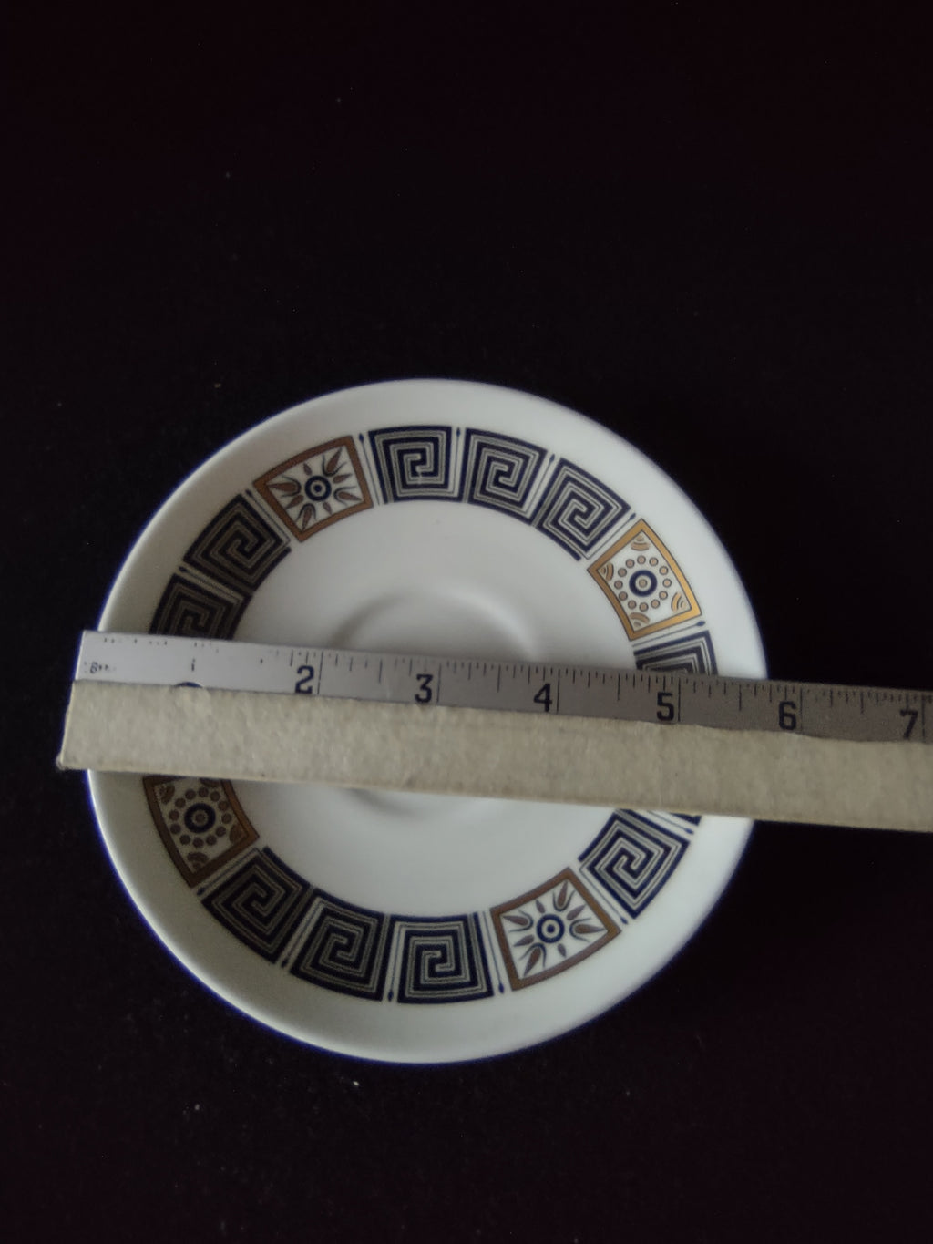 Vintage Wedgwood Asia Saucer Bone China Black Gold England [6211]