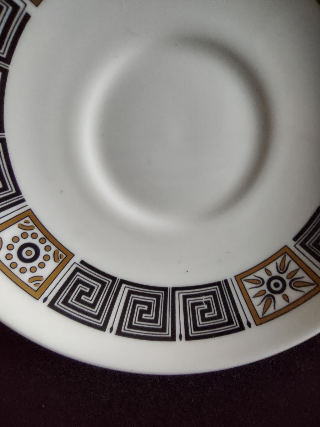 Vintage Wedgwood Asia Saucer Bone China Black Gold England [6211]